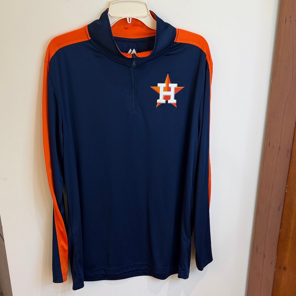 NWOT Houston Astros MLB Navy/Orange Quarter-Zip w/Star Logo by Majestic, L